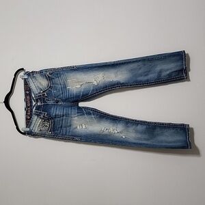 Men's Rock Revival Brian Straight Distressed Denim Jeans Waist 30